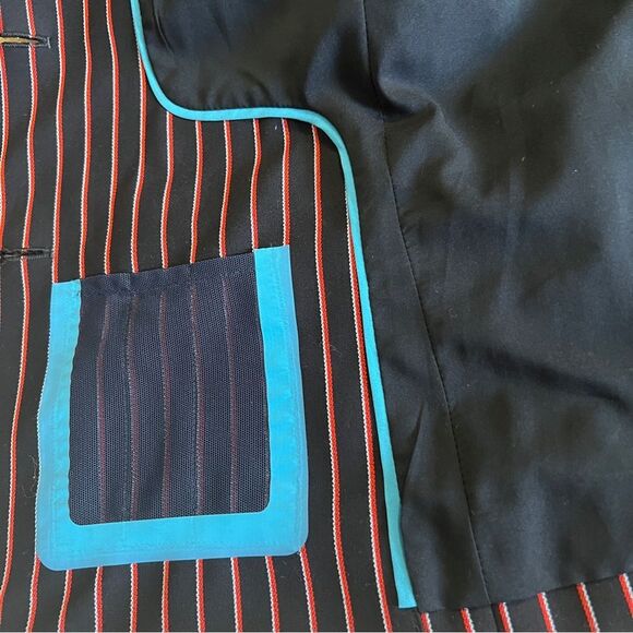 Argent Pinstripe Classic Single Breasted 2 Button Blazer Jacket Navy/Red Size 6 - Picture 9 of 10